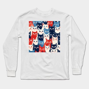 Red, White, and Blue Cats Long Sleeve T-Shirt